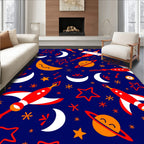 Cosmic Red White Blue Space Adventure Rug