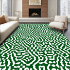 Emerald And White Interlocking Abstract Rug