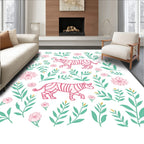 Pink Tigers Among Green Foliage Rug