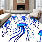 Vibrant Blue Jellyfish Garden Rug