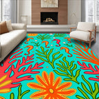Vibrant Coastal Seahorse Coral Garden Rug