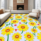 Yellow Daisy Alphabet Garden Rug
