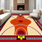 Bold Orange Geometric Oval Design Rug