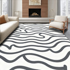 Charcoal Gray Wavy Line Art Rug