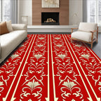 Crimson Vertical Floral Stripe Rug