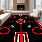 Bold Red Yellow Mid Century Geometric Rug