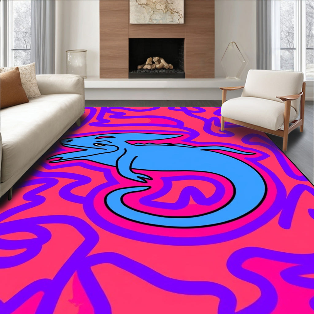 Blue Dragon Coral Swirl Rug