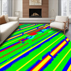 Vibrant Green Diagonal Stripe Abstract Rug