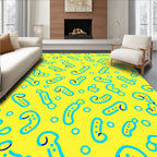 Yellow Blue Doodle Creature Sprinkle Rug