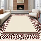 Deep Crimson Abstract Organic Border Rug