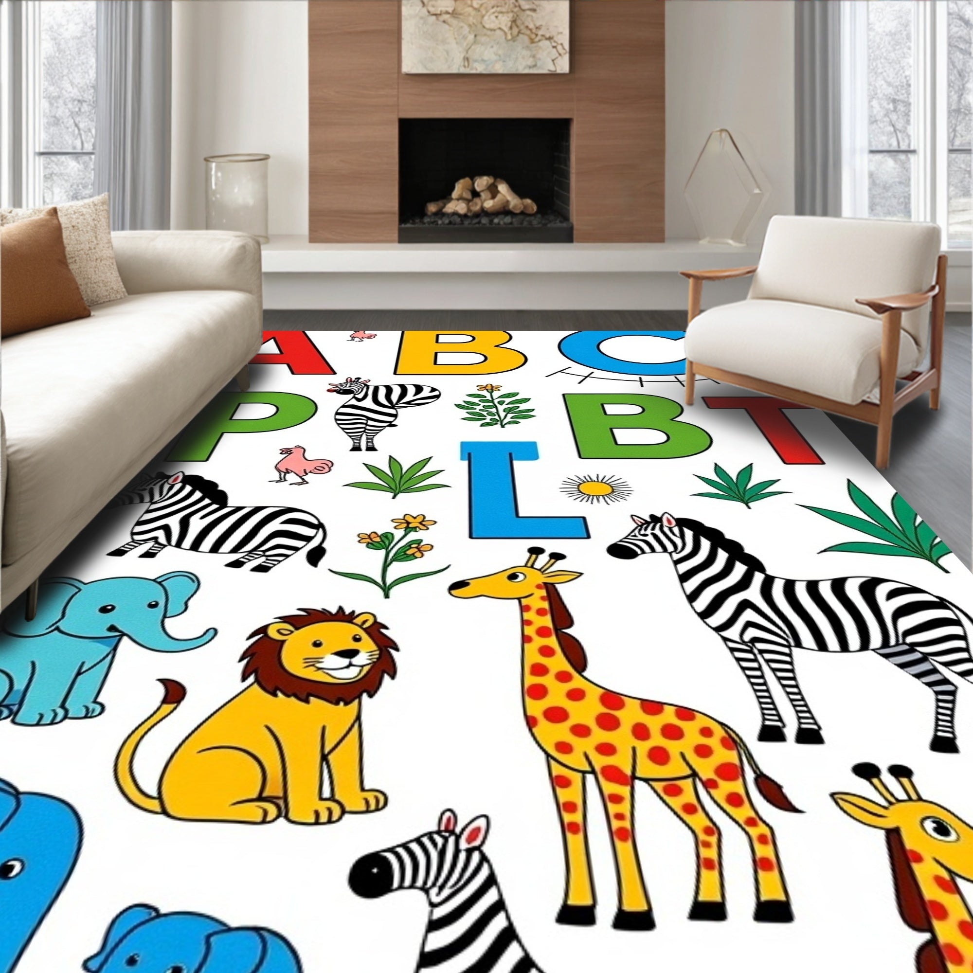 Alphabet Animal Safari Adventure Rug
