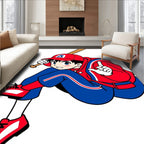 Anime Baseball Player Red Blue Uniform Rug