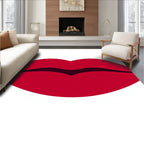 Vibrant Red Kiss Abstract Rug