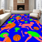 Vibrant Orange Basketball Players Trophy Rug