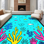 Aqua Marine Life Coral Fish Rug