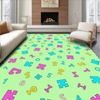 Playful Puzzle Pieces and Numbers Scattered Rug