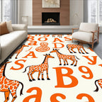 Orange Giraffe Alphabet Scatter Rug