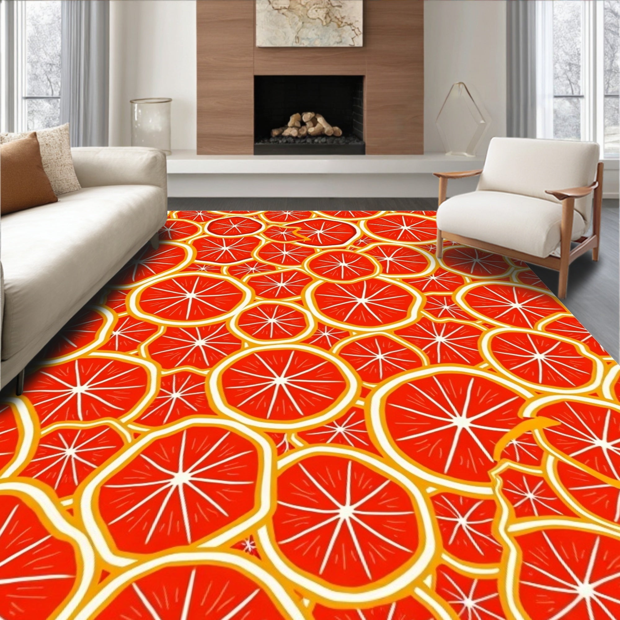 Vibrant Orange Slice Medley Rug