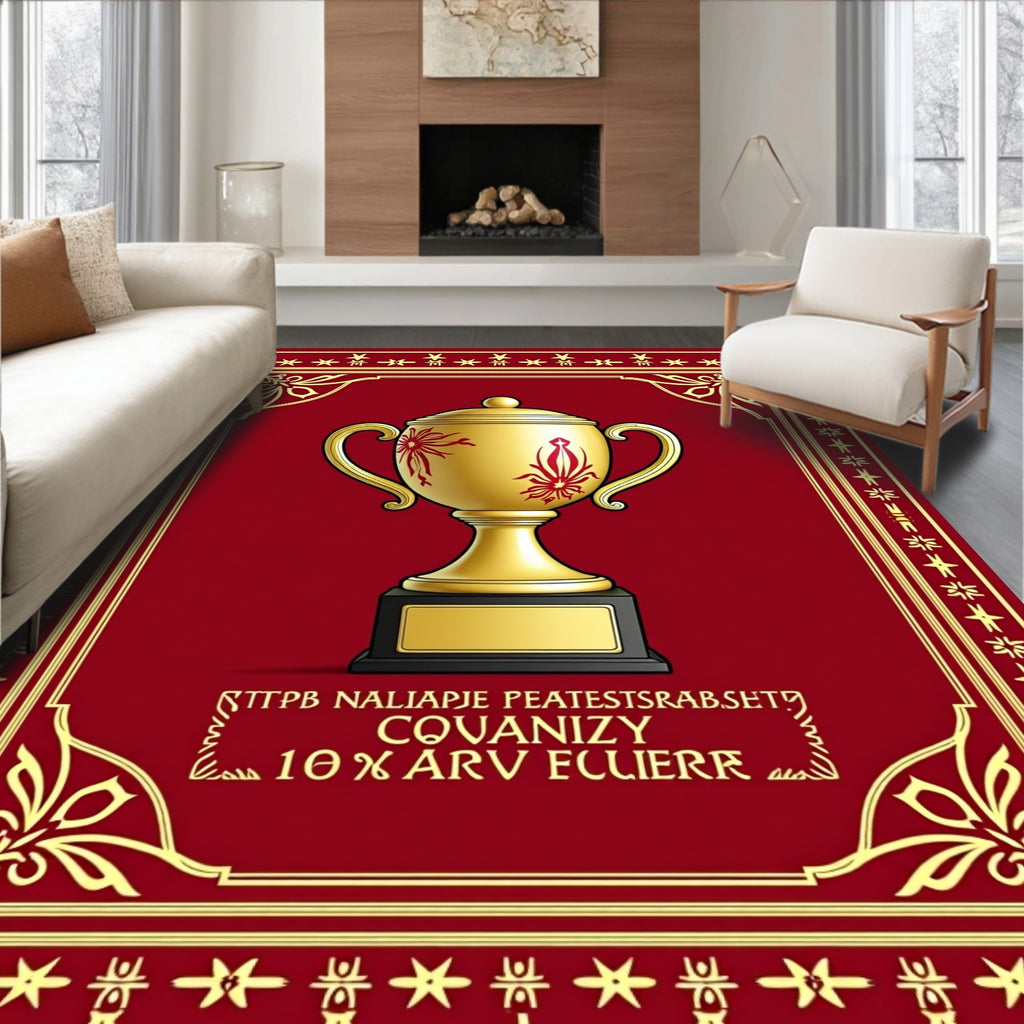 Gold Trophy Red Floral Border Rug