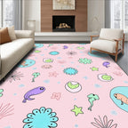 Whimsical Pink Aquatic Creatures Rug