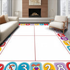 Colorful Alphabet Numbers Border Art Rug