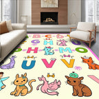 Playful Alphabet Characters Cute Animal Rug