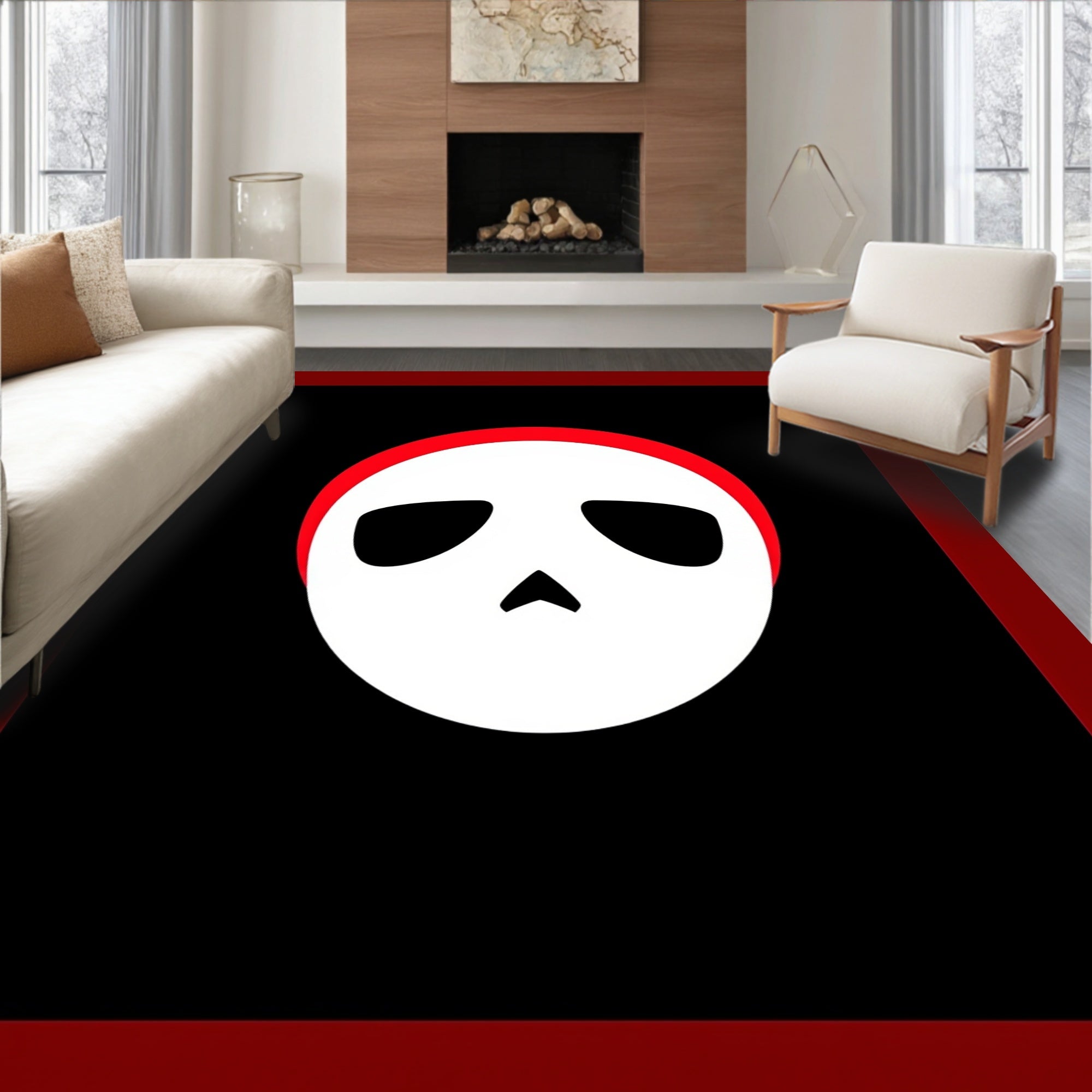 Bold Red Skull Aura Rug