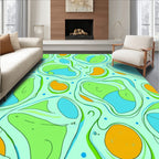 Playful Orange Blue Biomorphic Shapes Rug